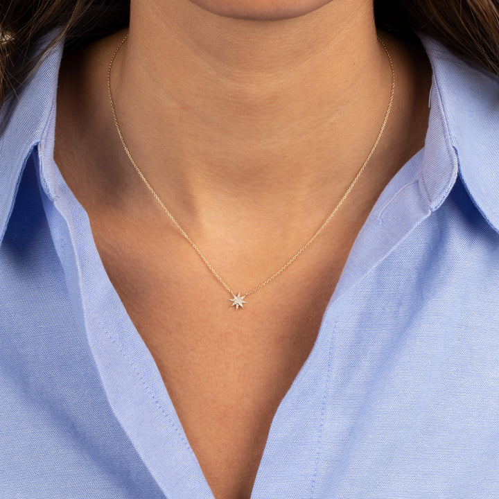  Diamond Pave Starburst Necklace 14K - Adina Eden's Jewels