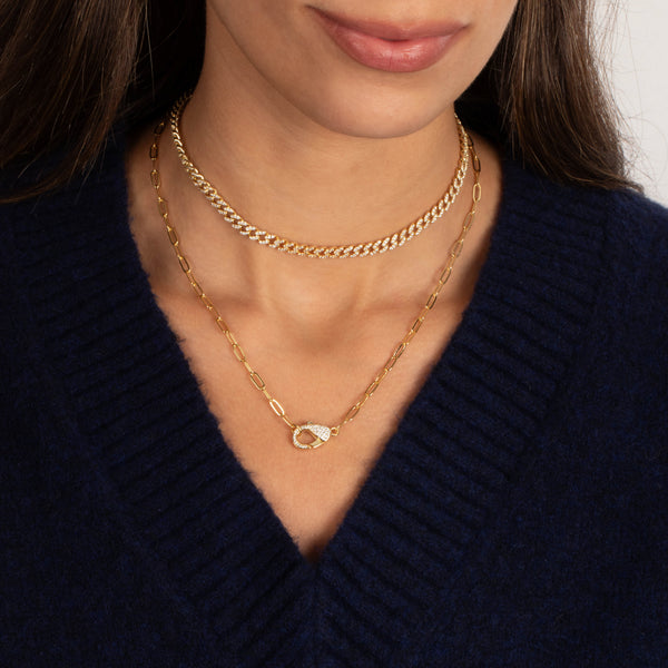 Antidomeネックレス Statement Pavé Clasp Necklace – Adina Eden