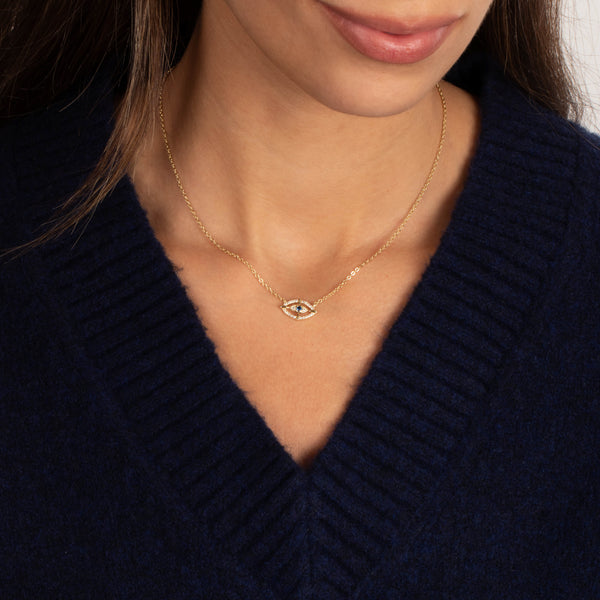 CZ Evil Eye Pendant Necklace – Adina Eden