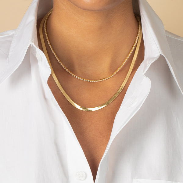Two In One Tennis X Herringbone Necklace – Adina Eden
