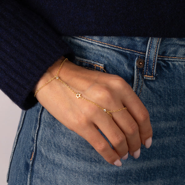 CZ Bezel Star Of David Hand Chain – Adina Eden