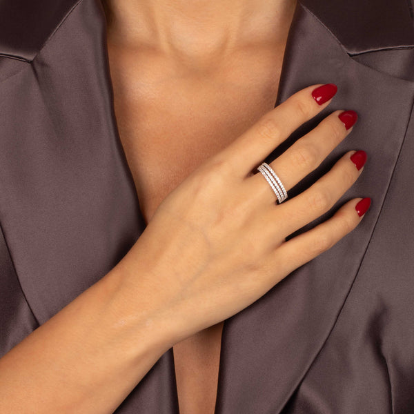 CZ Pavé Three-Stack Eternity Ring – Adina Eden
