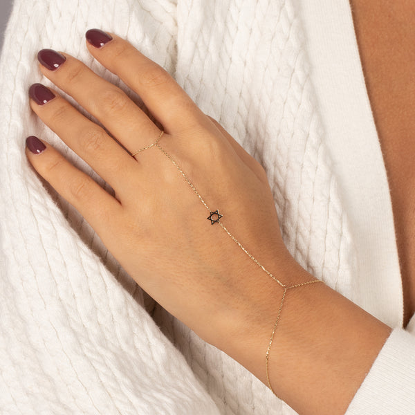 Solid Star of David Hand Chain 14K | Adina Eden Jewels