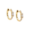 14K Gold / Pair Diamond Illusion Baguette Huggie Earring 14K - Adina Eden's Jewels