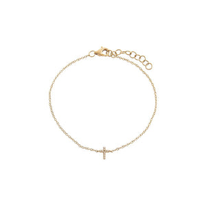 14K Gold Diamond Tiny Cross Bracelet 14K - Adina Eden's Jewels