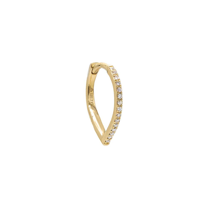 14K Gold / Single Diamond Pave V Huggie Earring 14K - Adina Eden's Jewels