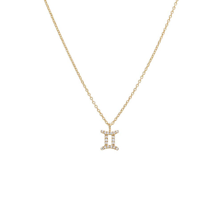 14K Gold / Gemini Diamond Pave Zodiac Necklace 14K - Adina Eden's Jewels
