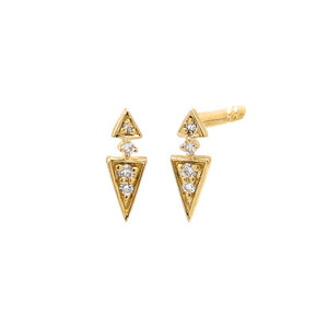 14K Gold Diamond Dangling Triangle Stud Earring 14K - Adina Eden's Jewels