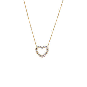 14K Gold Lab Grown Diamond Cut Out Heart Necklace 14K - Adina Eden's Jewels