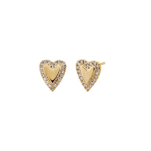 14K Gold Diamond Pave Outline Heart Stud Earring 14K - Adina Eden's Jewels