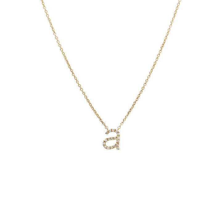 14K Gold Diamond Lowercase Initial Necklace 14K - Adina Eden's Jewels