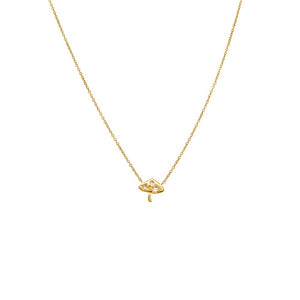 14K Gold Scattered Diamond Mushroom Pendant Necklace 14K - Adina Eden's Jewels