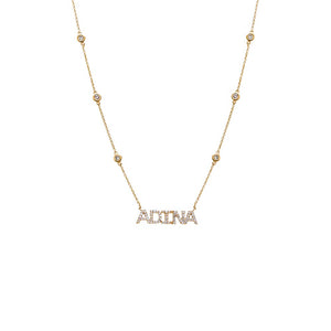 14K Gold Diamond Pave X Bezel Nameplate Chain Necklace 14K - Adina Eden's Jewels