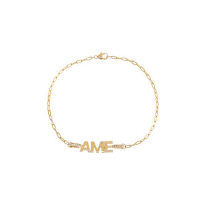 14K Gold Diamond Accented Mini Monogram Bracelet 14K - Adina Eden's Jewels