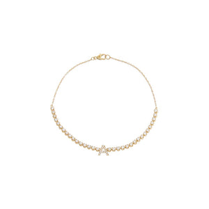 14K Gold Diamond Initial Half Tennis Bracelet 14K - Adina Eden's Jewels