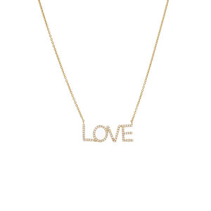14K Gold Diamond Pave Love Nameplate Necklace 14K - Adina Eden's Jewels