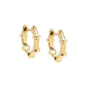14K Gold Solid Bamboo Huggie Earring 14K - Adina Eden's Jewels