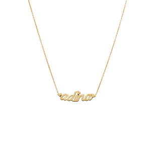 Solid Heart Accented Nameplate Necklace 14K