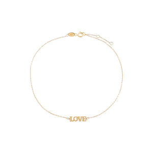 14K Gold Solid Love Nameplate Anklet 14K - Adina Eden's Jewels