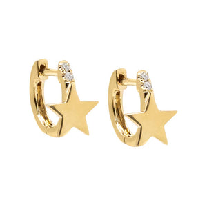 14K Gold Kids Diamond Star Huggie Earring 14K - Adina Eden's Jewels