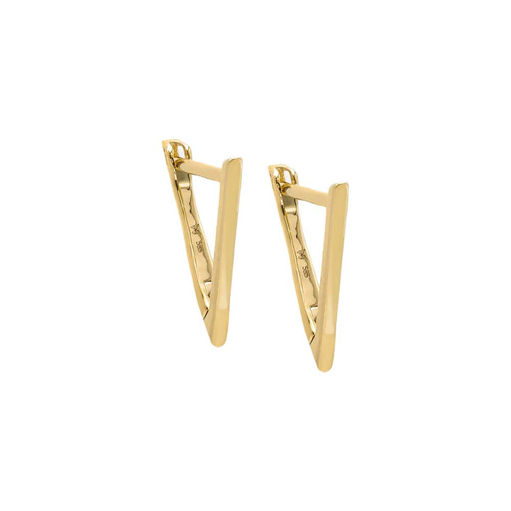 14K Gold / Pair Solid Open Triangle Hoop Earring 14K - Adina Eden's Jewels