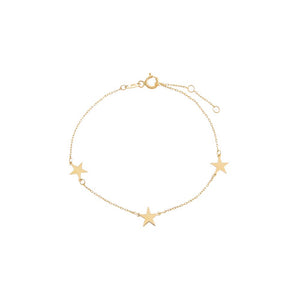 14K Gold Solid Multi Star Bracelet 14K - Adina Eden's Jewels