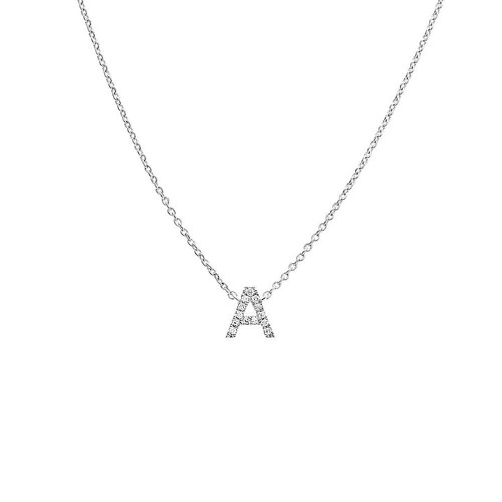 14K White Gold Diamond Initial Necklace 14K - Adina Eden's Jewels