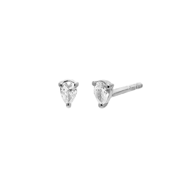 14K White Gold / Pair Diamond Pear Stone Stud Earring 14K - Adina Eden's Jewels