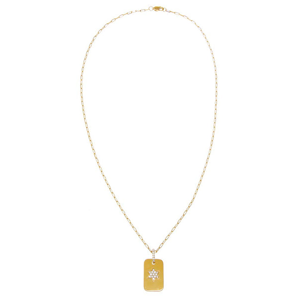 Diamond Pave Star Of David Dog Tag Necklace 14K Adina