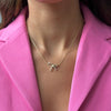 Skewed Pave Bow Tie Necklace