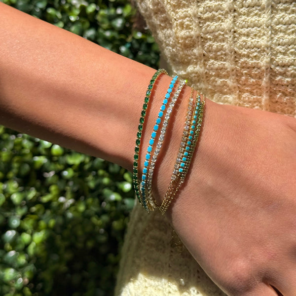 Colored Four Prong Half Tennis Bracelet – Adina Eden Colored Four Prong Half Tennis Bracelet – Adina Eden