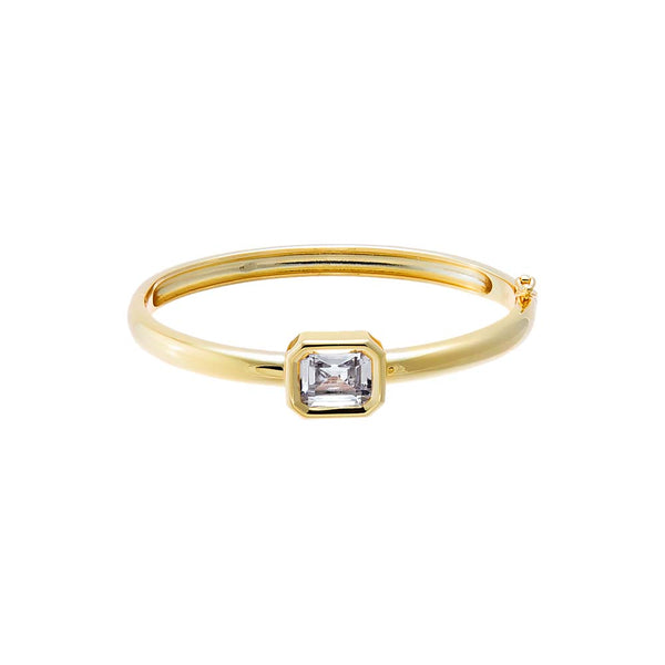 Emerald CZ Wide Bezel Bangle Bracelet – Adina Eden