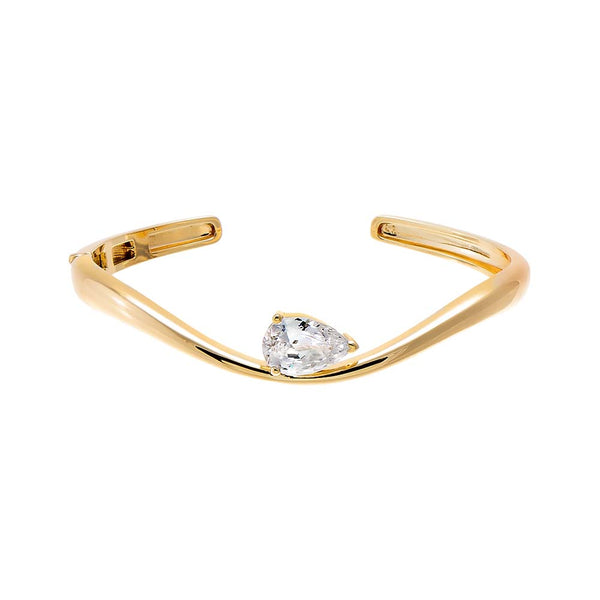 CZ Pear Swirled Open Bangle – Adina Eden