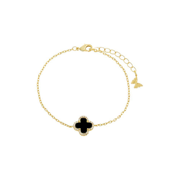 Pave Outlined Four Leaf Clover Bracelet – Adina Eden