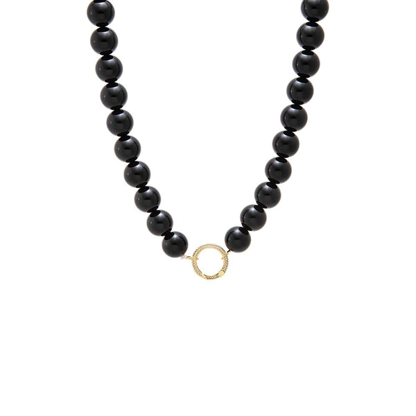Black Onyx Large Bead Clicker Necklace – Adina Eden