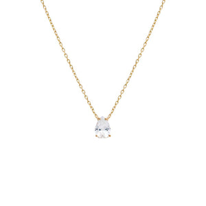 14K Gold CZ Solitaire Pear Pendant Necklace 14K - Adina Eden's Jewels