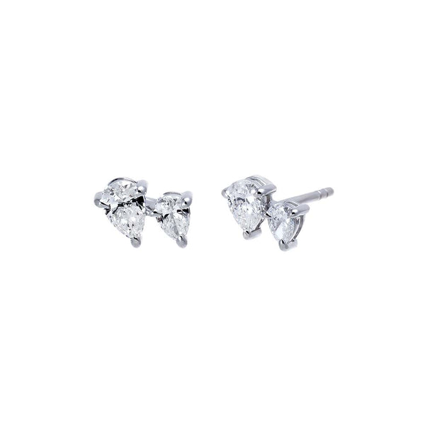 Lab Grown Diamond Double Pear Prong Stud Earring 14K – Adina Eden