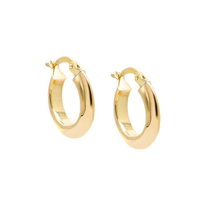 14K Gold Solid Rounded Hollow Hoop Earring 14K - Adina Eden's Jewels