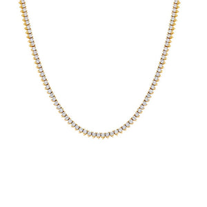 Gold / 16IN Thin Three Prong Tennis Necklace - Adina Eden's Jewels