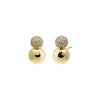 Gold Solid/Pave Double Graduated Ball Stud Earirng - Adina Eden's Jewels