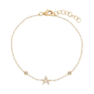 14K Gold Diamond Initial Double Bezel Bracelet 14K - Adina Eden's Jewels