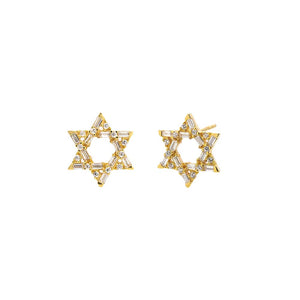 Gold Baguette Star Of David Stud Earring - Adina Eden's Jewels