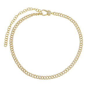 Gold Pave Cuban Link Necklace - Adina Eden's Jewels