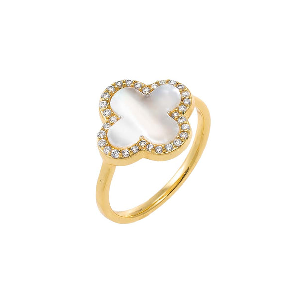 CLOVER WHITE MOP RING