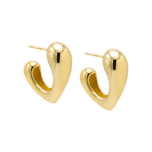 Gold Curved Graduated V Shape Hoop Earring - Adina Eden's Jewels