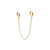 14K Gold Solid Double Chain Huggie Earring 14K - Adina Eden's Jewels