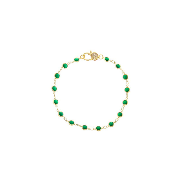 Emerald Green Station Pave Lobster Clasp Link Chain Anklet – Adina