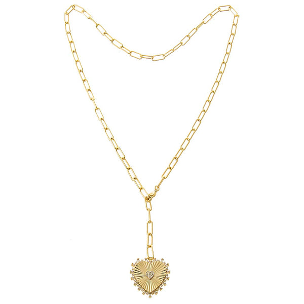 Gold-Heart-CZ-Paperclip-Lariat