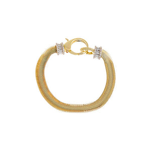 Gold CZ X Baguette Chunky Snake Clasp Bracelet - Adina Eden's Jewels