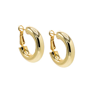 Gold / 25MM Wide Rounded Hollow Hoop Earring - Adina Eden's Jewels